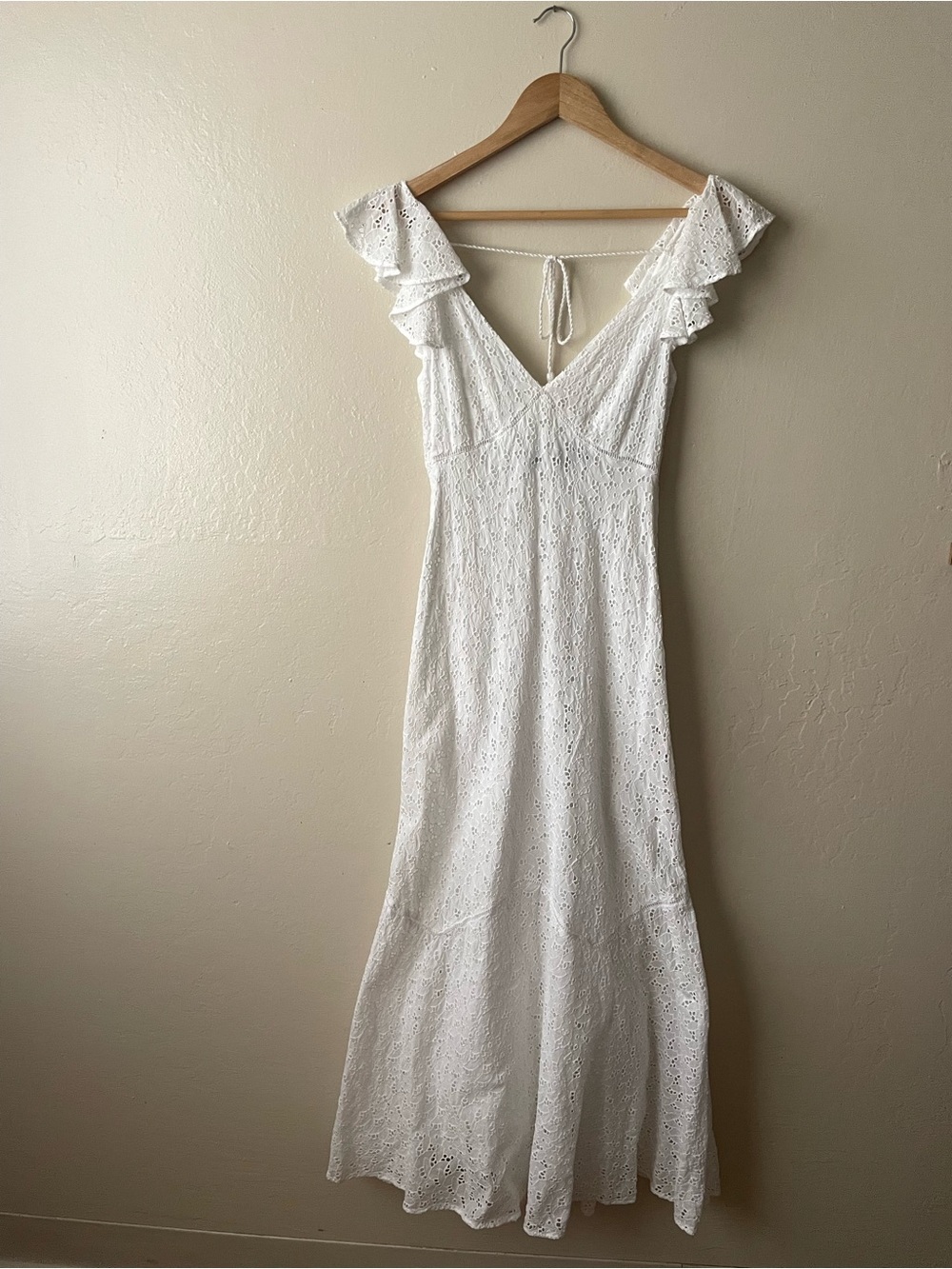 Polo Ralph Lauren White Eyelet Maxi Dress with Ruffle Sleeves